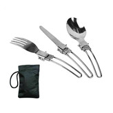 قاشق چنگال کارد؛ کوهنوردی و طبیعت گردی مدل: ست سه تکه ای استیل دسته تاشو