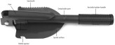 Carbon steel multi-purpose folding shovel and pickaxe