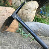 Carbon steel multi-purpose folding shovel and pickaxe