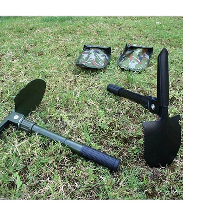 بیل کلنگ تاشو، MoreChioce قابل حمل 41.5 سانتی متر بیل تاشو چند منظوره بیل دستی فولادی کربنی بیل تاشو برای شکار کمپینگ ماهیگیری پیاده روی، مشکی