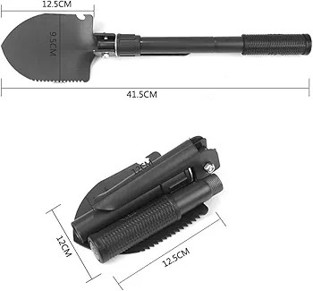 Carbon steel multi-purpose folding shovel and pickaxe