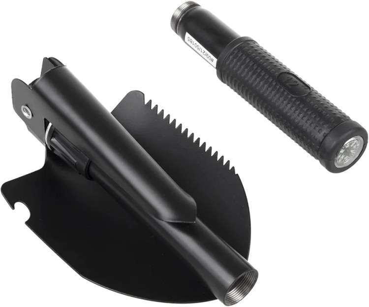 Carbon steel multi-purpose folding shovel and pickaxe