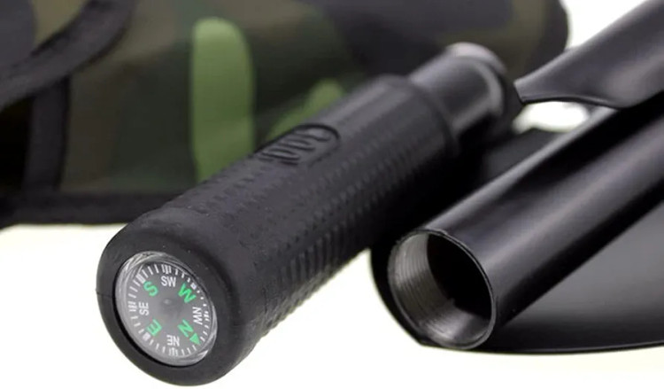 Carbon steel multi-purpose folding shovel and pickaxe